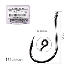 Load image into Gallery viewer, Fishhook 50pcs / 20pcs / Box Circle Carp Eyed Fishing Hook Size 2-22# Ring eye Japan Fishhooks Fishing Hooks Single Jig Fish Hook Tackle
