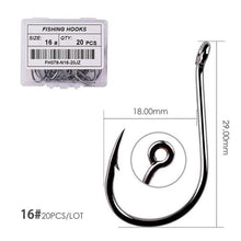Load image into Gallery viewer, Fishhook 50pcs / 20pcs / Box Circle Carp Eyed Fishing Hook Size 2-22# Ring eye Japan Fishhooks Fishing Hooks Single Jig Fish Hook Tackle
