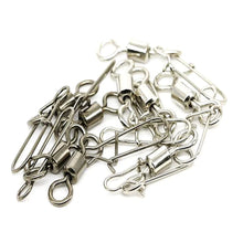 Load image into Gallery viewer, Fishhook 50pcs Fishing Accessories Eight-ring Connector Stainless Steel Snap Fishhook Swivels Tackle for Hooks Fishing 2/4/6/8/10/12/14#
