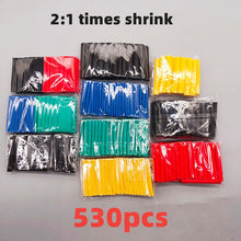 Load image into Gallery viewer, 530pcs/Set Polyolefin Shrinking Assorted Heat Shrink Tube Wire Cable Insulated Sleeving Tubing Set 2:1 Waterproof pipe sleeve
