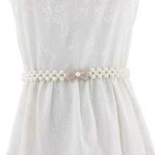 Load image into Gallery viewer, Women Chain Dress Belt Elegant Ladies Waistband Pearl Beads Elastic Belt Waist White Belt Stretchy
