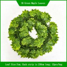 Load image into Gallery viewer, 3PCs Artificial Rattan Vines Artificial Green Leaf Grape Leaves Decorative Rattan
