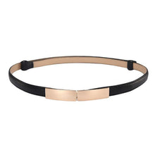 Load image into Gallery viewer, Fashion Women Leather Belt Thin Skinny Metal Gold Elastic Buckle Waistband Belt Dress Accessories
