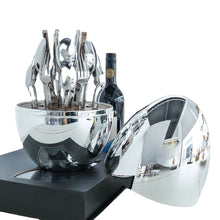 Load image into Gallery viewer, Knife, Fork and Spoon Suit Big Silver Egg Golden Eggs Gift Art Gift Decoration Stainless Steel Tableware
