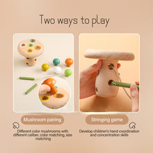Load image into Gallery viewer, Colorful Mushroom Matching String Toys Children's Early Childhood Education Fun Threading Wooden Toys
