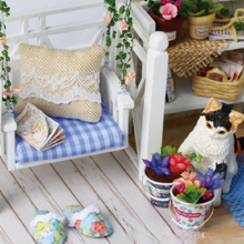 Load image into Gallery viewer, Wooden Dollhouse Miniature DIY House Kit with Lid and LED Lamp Cat Diary
