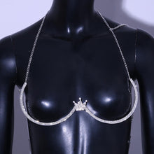 Load image into Gallery viewer, Stonefans Sexy Crown Chest Bracket Bras Chain Harness for Women Festival Clothing Rhinestone Chest Chain Necklace Body Jewelry
