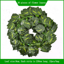 Load image into Gallery viewer, 3PCs Artificial Rattan Vines Artificial Green Leaf Grape Leaves Decorative Rattan
