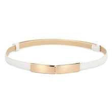 Load image into Gallery viewer, Fashion Women Leather Belt Thin Skinny Metal Gold Elastic Buckle Waistband Belt Dress Accessories
