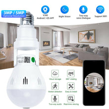 Load image into Gallery viewer, 3MP 5MP Wifi Panorama Camera Cctv Video Surveillance Fisheye Panoramische Bulb Cctv Video Nachtzicht Draadloze Ip Camera
