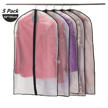 Load image into Gallery viewer, 5pcs/set Transparent Clothing Covers Garment Suit Dress Jacket Clothes Coat Dustproof Cover Protector Travel Bag Dust Cover
