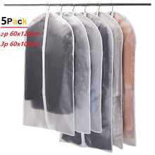 Load image into Gallery viewer, 5pcs/set Transparent Clothing Covers Garment Suit Dress Jacket Clothes Coat Dustproof Cover Protector Travel Bag Dust Cover
