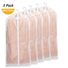 Load image into Gallery viewer, 5pcs/set Transparent Clothing Covers Garment Suit Dress Jacket Clothes Coat Dustproof Cover Protector Travel Bag Dust Cover
