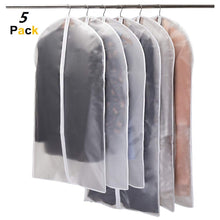 Load image into Gallery viewer, 5pcs/set Transparent Clothing Covers Garment Suit Dress Jacket Clothes Coat Dustproof Cover Protector Travel Bag Dust Cover
