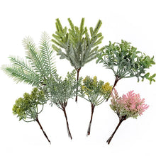 Load image into Gallery viewer, 6 pcs/bundle artificial plant grass pine for diy wedding wreath Christmas garland home decoration accessories artificial flowers
