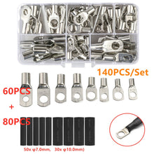 Load image into Gallery viewer, 60/140/220 Pcs Combination copper tab ring car battery terminals car kit wire crimp connector with cover
