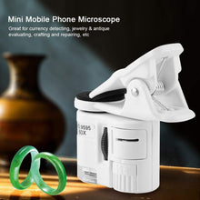 Load image into Gallery viewer, 60X Portable Clip Magnifier Loupe UV Microscope Universal Mobile Phone with Mini LED NK-Shopping
