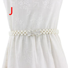 Load image into Gallery viewer, Women Chain Dress Belt Elegant Ladies Waistband Pearl Beads Elastic Belt Waist White Belt Stretchy
