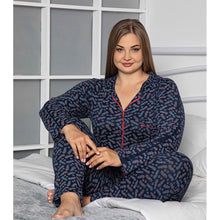 Load image into Gallery viewer, Plus Size Buttoned Masculine Pocket Pajamas Set
