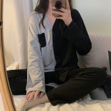 Load image into Gallery viewer, Pajamas Women's Autumn Simple Casual Cardigan Net Red Girl Long-sleeved Trousers Outer Wear Home Service Suit

