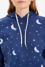 Load image into Gallery viewer, Navy Blue Hooded Fleece Knitted Pajamas Set THMAW22PT0365
