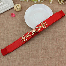 Load image into Gallery viewer, Female Elastic Waist Belt for Female Dress Gold Buckle Belt Fashion Leather Strap
