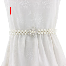 Load image into Gallery viewer, Women Chain Dress Belt Elegant Ladies Waistband Pearl Beads Elastic Belt Waist White Belt Stretchy
