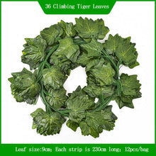 Load image into Gallery viewer, 3PCs Artificial Rattan Vines Artificial Green Leaf Grape Leaves Decorative Rattan
