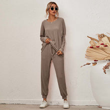 Load image into Gallery viewer, Women's Home Pajamas Set Long Sleeve Round Collar Tops + Trousers Two Piece Sets Ladies Casual Suits
