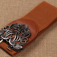 Load image into Gallery viewer, New Women Wide Waist Belt Vintage Metal Flower Elastic Stretch Buckle Waistband
