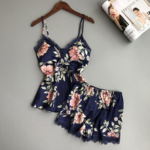 Load image into Gallery viewer, Printing Spaghetti Strap Women Pajama Set V-neck Sexy With Pad Female Summer Pajamas

