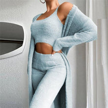 Load image into Gallery viewer, Women's Coral Fleece Pajama Set Autumn Winter Pajamas 3 Three-piece Pajama Vest + Trousers + Jacket Three-piece Suit
