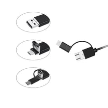 Load image into Gallery viewer, 7MM Android Endoscope 3 in 1 USB/Micro USB/Type-C Borescope Inspection Camera Waterproof for Smartphone with OTG and UVC PC
