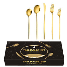 Load image into Gallery viewer, Stainless Steel Tableware Knife, Fork and Spoon 40-Piece Set Portuguese Tableware Steak Knife, Fork and Spoon 5-Piece Set
