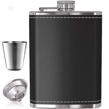 Load image into Gallery viewer, 7oz 8oz Portable Stainless Steel Hip Flask Flagon Whiskey Wine Pot Leather Cover Bottle  Funnel Travel Tour Drinkware Wine Cup
