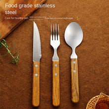 Load image into Gallery viewer, 3PCs Stainless Steel Tableware Rosewood Table Knife Spoon Fork Steak Knife Western Tableware Knife Fork Suit
