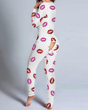 Load image into Gallery viewer, Sexy Pajama for Women Christmas Pajamas New Year Jumpsuit Sleepwear Button-down Front Back Butt Bum Open Ass Flap Jumpsuit Xmas Print Loungewear
