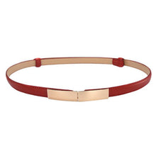 Load image into Gallery viewer, Fashion Women Leather Belt Thin Skinny Metal Gold Elastic Buckle Waistband Belt Dress Accessories
