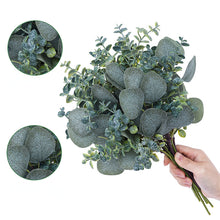 Load image into Gallery viewer, 12PCs Artificial Eucalyptus Leaf Green Plant Dining Table Flower Arrangement Hand Feel Mixed Eucalyptus Handle Bundle
