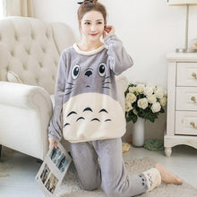 Load image into Gallery viewer, New 2021 Autumn Winter Warm Flannel Women Pijama Sets Thick Coral Velvet Long Sleeve Cute Sleepwear Set Thin Flannel Pajamas Set
