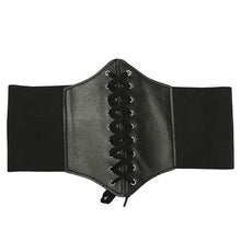 Load image into Gallery viewer, 1Pcs Gothic Dark Lace Up Female Waist Corset Belt Wide PU Leather Belts Women Fashion Slimming Waistband Adjustable Dress Girdle

