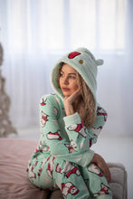 Load image into Gallery viewer, Women's Pajamas Jumpsuit (kugurumi) with a Pocket On the Bottom (popojama) Popojama Red Alpaca
