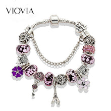 Load image into Gallery viewer, Diy Bracelet Fashion Crystal String Beads Bracelet Eiffel Tower Pendant Bracelet
