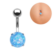 Load image into Gallery viewer, Navel Rings Crystal Belly Button Ring Bar Body Piercing Jewelry 16G Opal Navel Button Belly Rings
