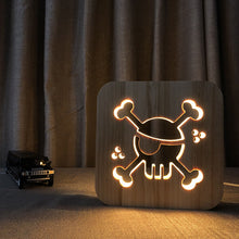 Load image into Gallery viewer, 3D Small Night Lamp Pirate Solid Wood Table Lamp Creative Night Light Children Room Decorative Lights Holiday Gift
