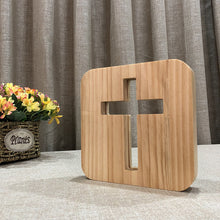 Load image into Gallery viewer, Cross Bedside Lamp Crafts Decoration Table Lamp Wooden Led Small Night Lamp
