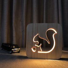 Load image into Gallery viewer, Squirrel-Shaped Wooden Lamp 3D Small Night Lamp Hollow Crafts Ornaments
