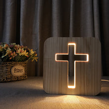 Load image into Gallery viewer, Cross Bedside Lamp Crafts Decoration Table Lamp Wooden Led Small Night Lamp
