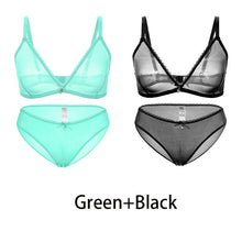 Load image into Gallery viewer, Varsbaby Sexy Ladies See-through Plus Size Bra Low Waist Panties 2Pcs
