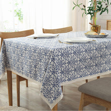 Load image into Gallery viewer, Cotton Linen Tablecloth Tablecloth Blue and White Porcelain Printed Square Tablecloth Lace Restaurant Dust Cover
